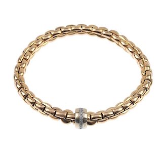FOPE - a 'Flex'it Olly' diamond bracelet. The expanding links, with central brilliant-cut diamond ro