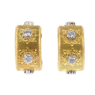 GIANMARIA BUCCELLATI - a pair of diamond ear hoops. Each of bi-colour design, comprising four brilli