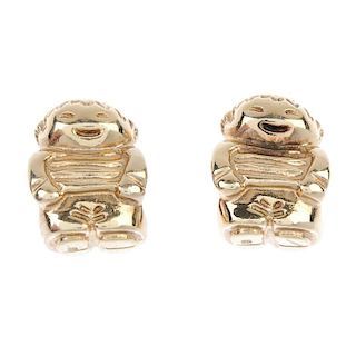 PANDORA - a 14ct gold band ring and two 14ct gold charms. The ring designed as a plain band, togethe