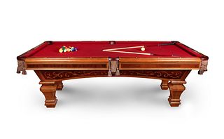 A Brunswick Ashbee Mahogany Pool Table and Chair