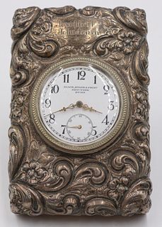Ornate Sterling Desk Clock