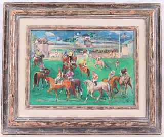 Jon Corbino, Oil on Canvas, Jockeys on Horses