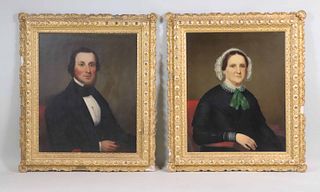 Pair of Oil on Canvas Portraits of The Prescotts
