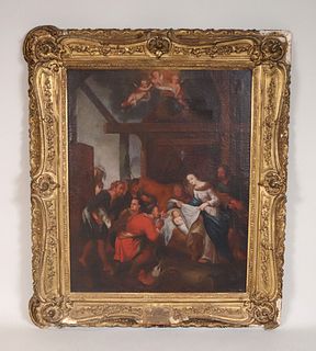 Oil on Canvas Nativity Scene