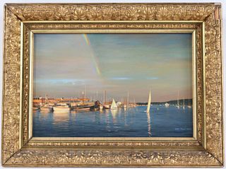 John Philip Hagen, Oil on Canvas, Harbor Scene