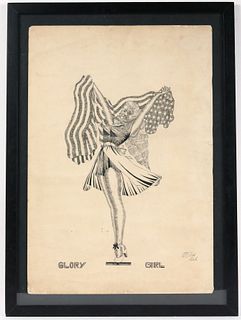 Dick Prisk, Pen and Ink, "Glory Girl"
