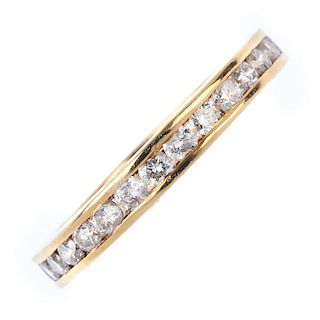 A diamond full-circle eternity ring. The brilliant-cut diamond line, within a channel setting, to th