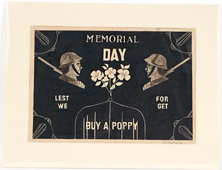 Dick Prisk, Pen & Ink, Memorial Day, Buy a Poppy
