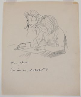 Peggy Brook Bacon, Drawing, Two Girls at Camp
