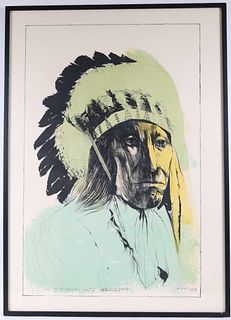 Leonard Baskin, Lithograph "Chief American Horse"