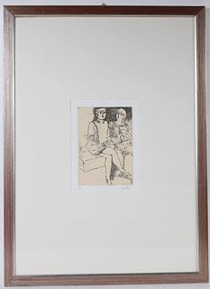 Franco Gentilini, Lithograph, Two Women Dining