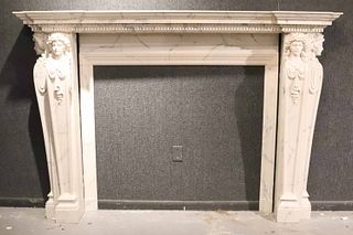 George III Style Cast-Marble Fireplace Mantel
