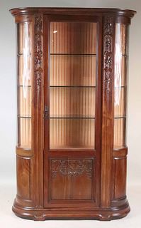 Art Nouveau Carved Mahogany Vitrine