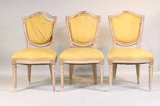 Three Louis XVI Style Gilt Decorated Chairs