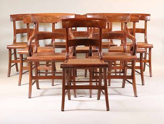 Ten Federal Mahogany Caned Seat Dining Chairs