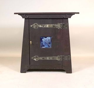 Arts & Crafts Tile-Inset Oak Tobacco/Pipe Cabinet