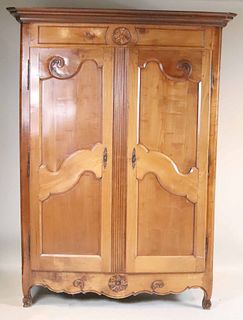 French Provincial Carved Fruitwood Armoire