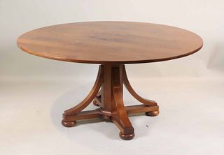 Mission Style Oak Circular Dining Table