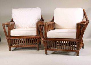 Pair of Tribor Rattan Patio Club Chairs