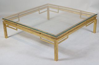 Gilt Metal Glass Top Square Low Table