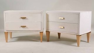Pair of Modern Two Drawer Nightstands