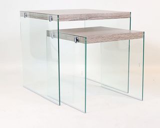 Pair of Monarch Laminate and Glass Nesting Tables