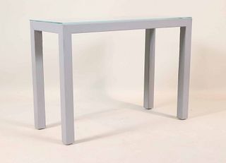 Grey Painted Vinyl Upholstered Side Table