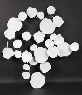 White-Painted Metal Abstract Wall Art