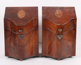 Pair of George III Inlaid Mahogany Knife Boxes