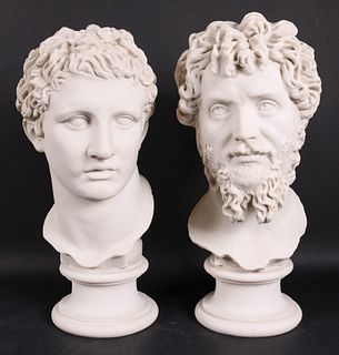 Two Classical Style Faux Stone Busts of Men