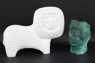 Jonathan Adler White Glazed Ceramic Lion