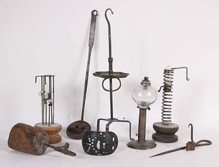 Group of Metal and Wood Lighting Devices