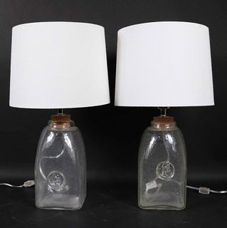 Pair of Colorless Glass Table Lamps