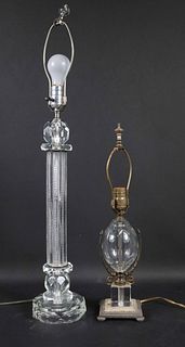 Two Colorless Glass Table Lamps