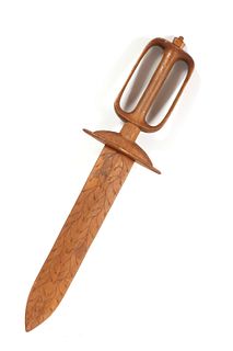 American Folk Art Carved Pine Short Sword