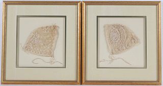 Two Framed Lace Baby Bonnets