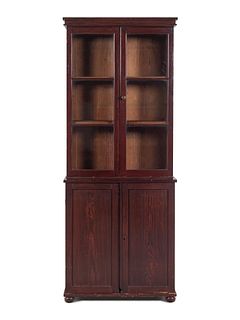 A Federal Style Stained Pine Step-Back Cupboard