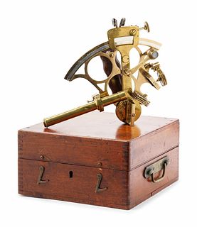 An English Brass Cased Sextant by T.L. Ainsley, Ltd., South Shields 