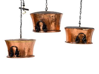 Three Copper and Metal Light Fixtures