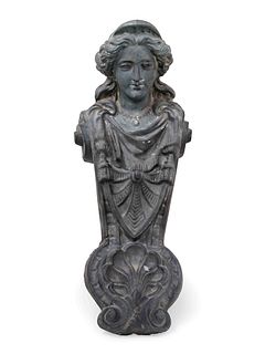 A French Molded Copper Caryatid Figure 