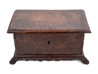 An Italian Walnut and Marquetry Table Casket