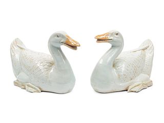 A Pair of Porcelain Models of Ducks