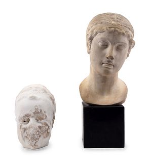 Two Continental Marble Female Heads