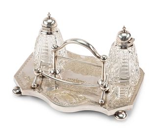 A Silver-Plate and Cut Glass Presentation Inkwell