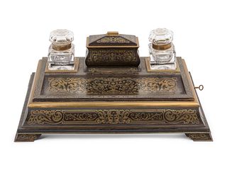 An English Boulle Marquetry Inkwell