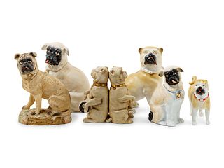 Six Porcelain Pug Figures