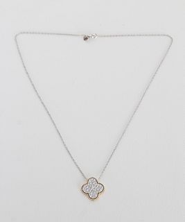 14K Gold & Diamond Clover Necklace