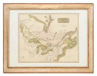 A Handcolored Engraving of a Map of Canada and Nova Scotia