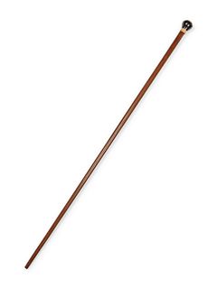 A Continental Brass and Bone Inlaid Walnut Tailor's 'System' Walking Stick