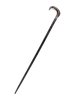 A Continental Horn and Silvered-Metal Mounted Walking Stick